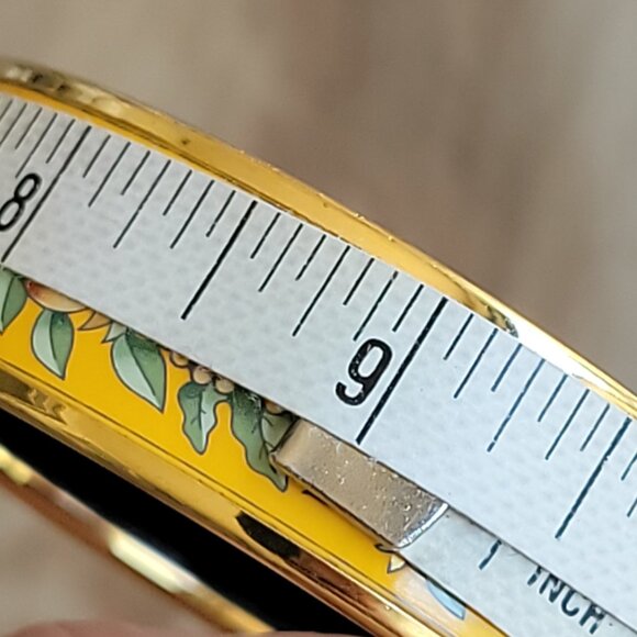 Hermes  20mm. Cloisonne Bangle Gold/Yellow/Enamel Bracelet - Picture 7 of 9
